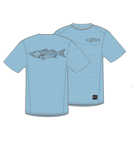 Tak Waterman | Solar Stretch® Striper Performance T-Shirt | Light Blue