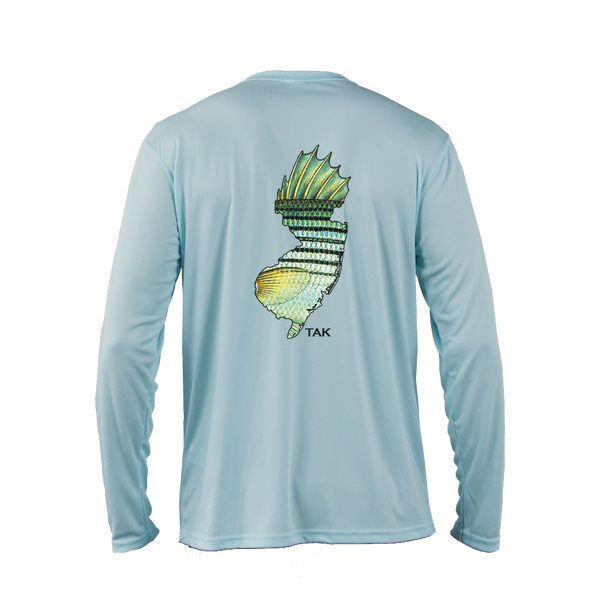 Tak Waterman | NJ Striper Solar Tech | Long Sleeve T-Shirt | Sea Blue