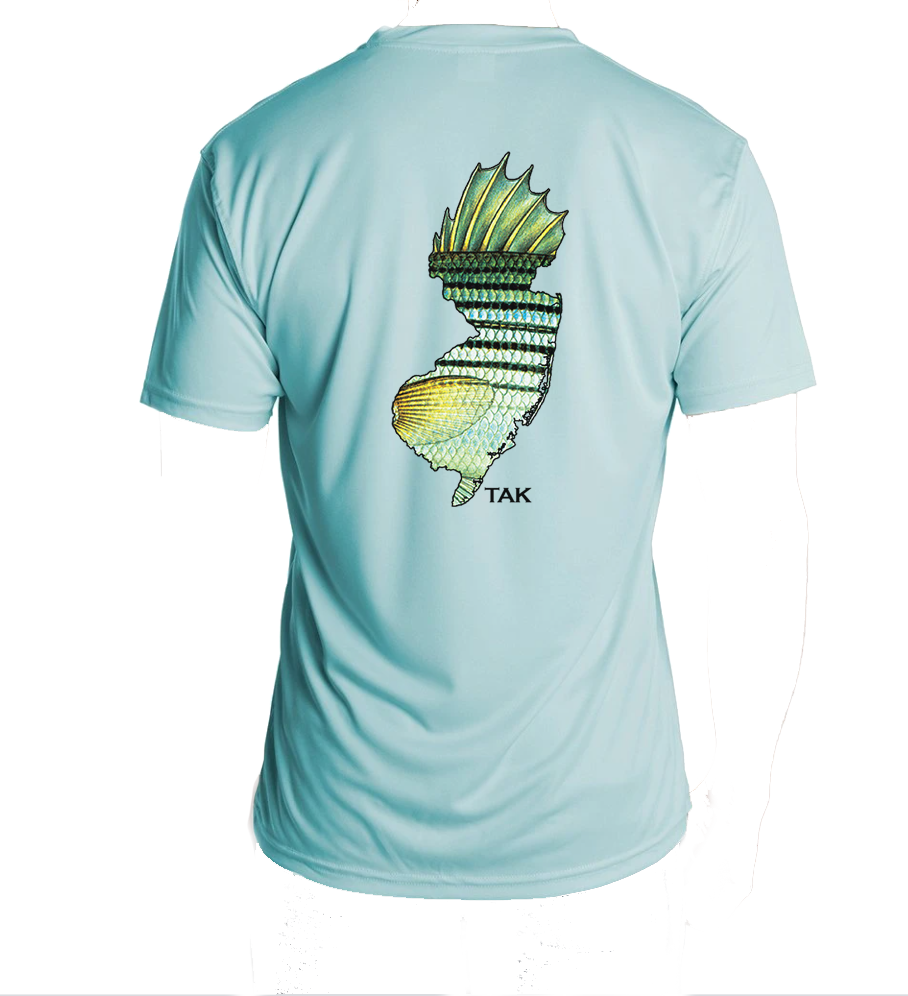 Tak Waterman | NJ Striper Solar Tech T-Shirt | Sea Blue