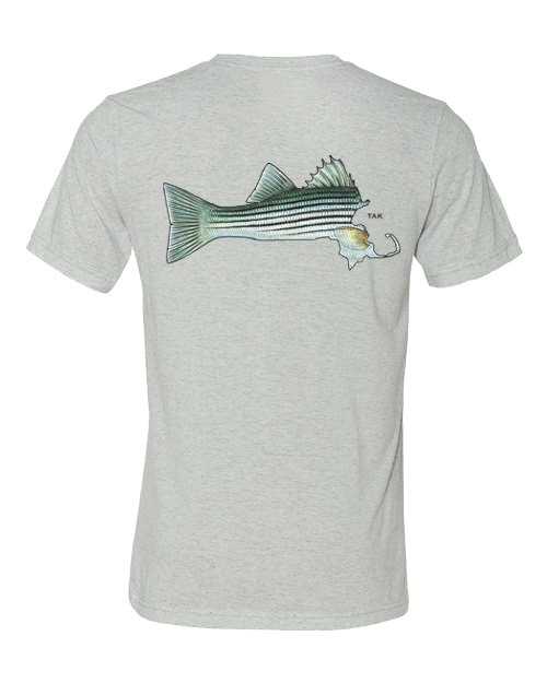 Massachusetts Striper Tri blend T-Shirt | Grey