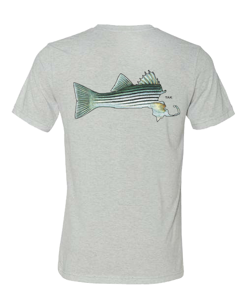Tak Waterman | Massachusetts Striper tri blend T-Shirt | Grey