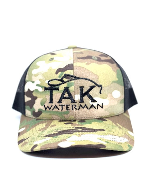 Tak Waterman | Flex Fit Trucker Hat | Multi-camo Green/ Black