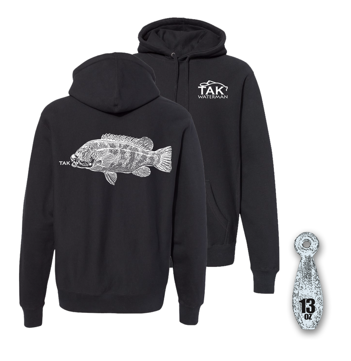 Tak Waterman | Blackfish Hoodie | Black | Heavyweight 13oz